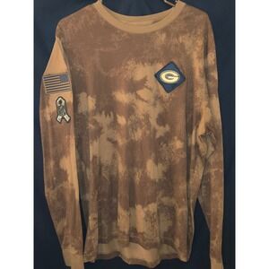 Nike NFL Salute to Service Packers Long Sleeve T-Shirt Patches Bleach Dye Men XL